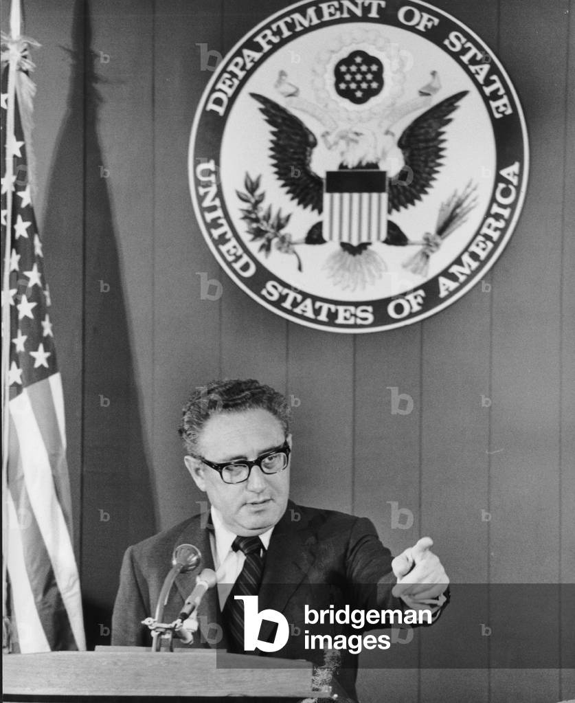 Henry Kissinger, American Diplomat, Americain State Secretary in 1973-1977, Peace Nobel Prize in -1973, here on October 10, 1974 (b/w photo)