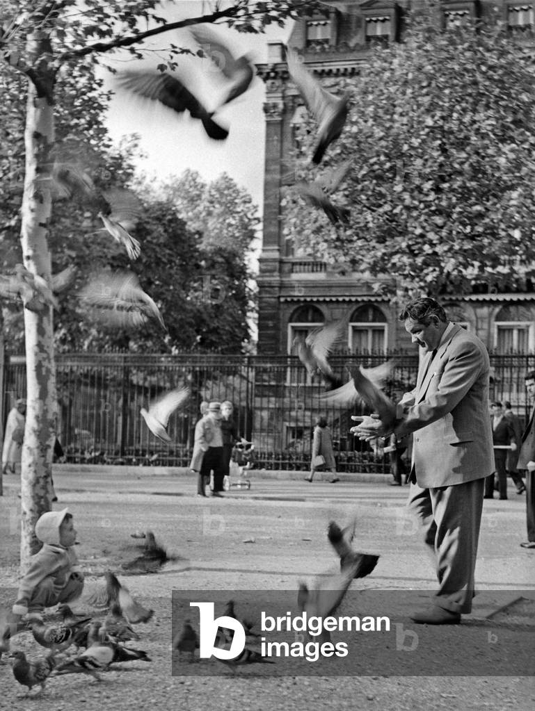 Mr Dimitri Chepilov Russian Minister for Foreign Affairs Place De L'Etoile Asking A Little Boy To Come In His Arms During A Visit To Paris October 17, 1956 (b/w photo)