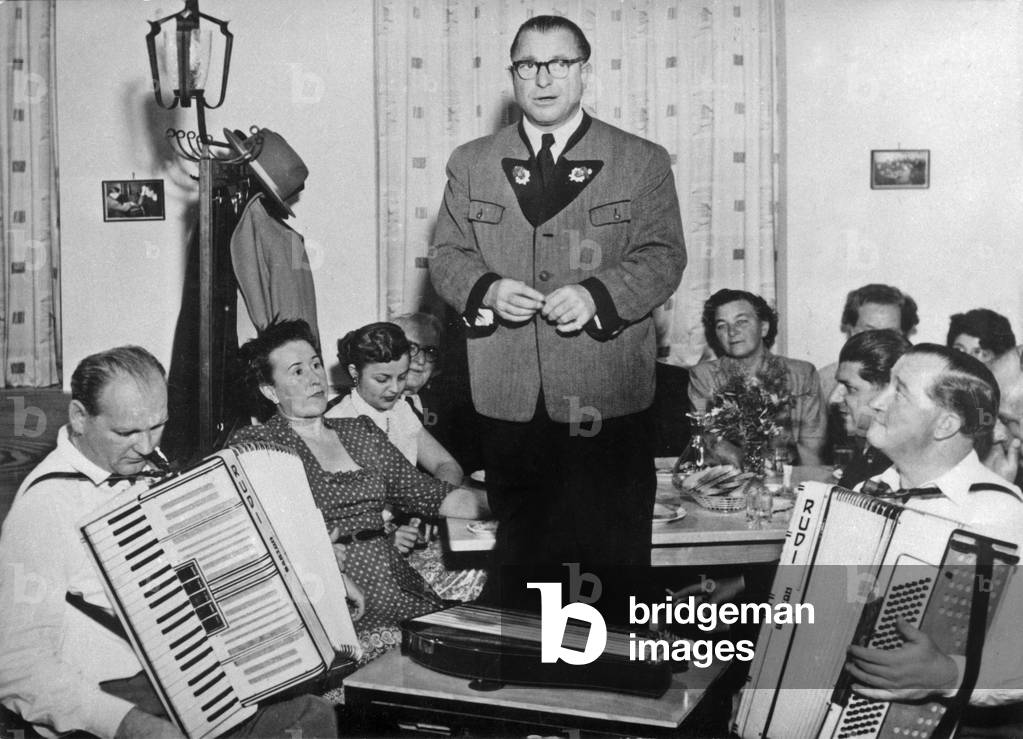 Anton Karas (1906 1985) And His Musicians Around 1960 (b/w photo)