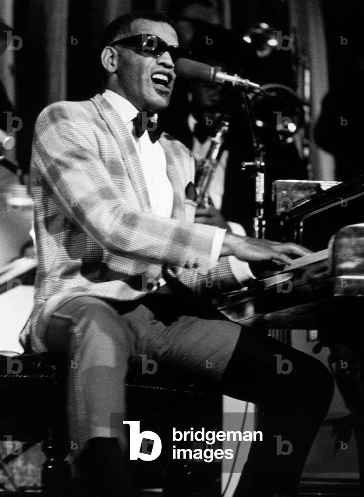 Ray Charles (1930-2004) Performing C. 1957 (b/w photo)
