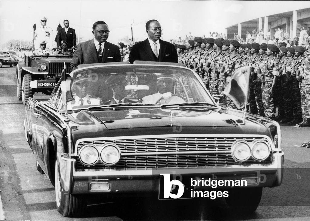 Senegalese President Senghor Receiving President of Burkina Faso Yameogo in Dakar March 7, 1964 (b/w photo)