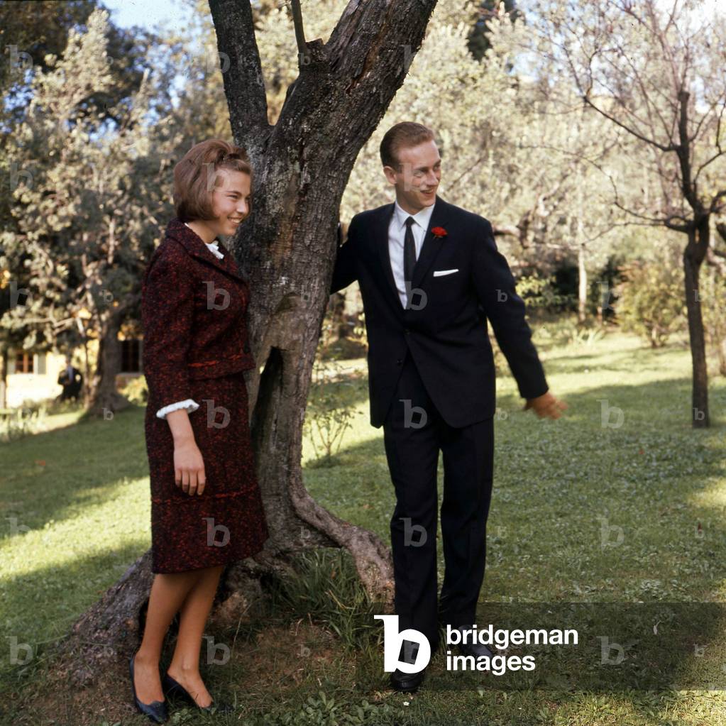 Princess Claude of France (Daughter of The Count-Of-Paris) With Prince Amedee Iii of Savoy Duke of Aoste Announcing Their Engagement in Florence October 1965 (photo)