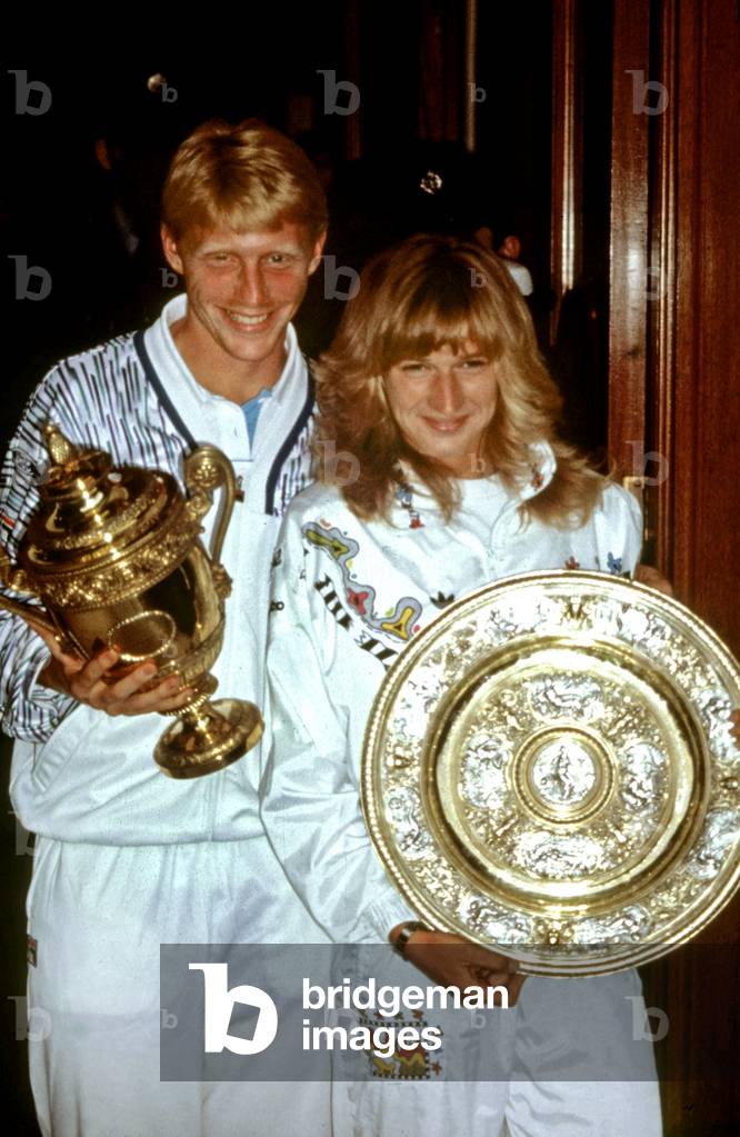 Boris Becker and Steffi Graf Winner of the 1989 Wimbledon Tournament (photo)