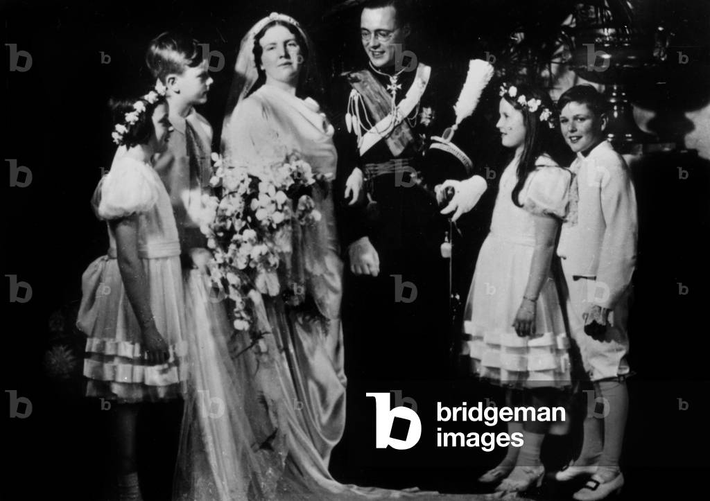 Wedding of princess Juliana of Netherlands and prince Bernhard, january 7, 1937, The Hague (b/w photo)