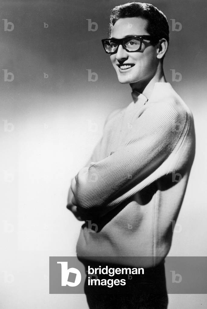 Singer Buddy Holly (Aka Buddy Holley , Real Name Charles Hardin) here Late 50'S (b/w photo)