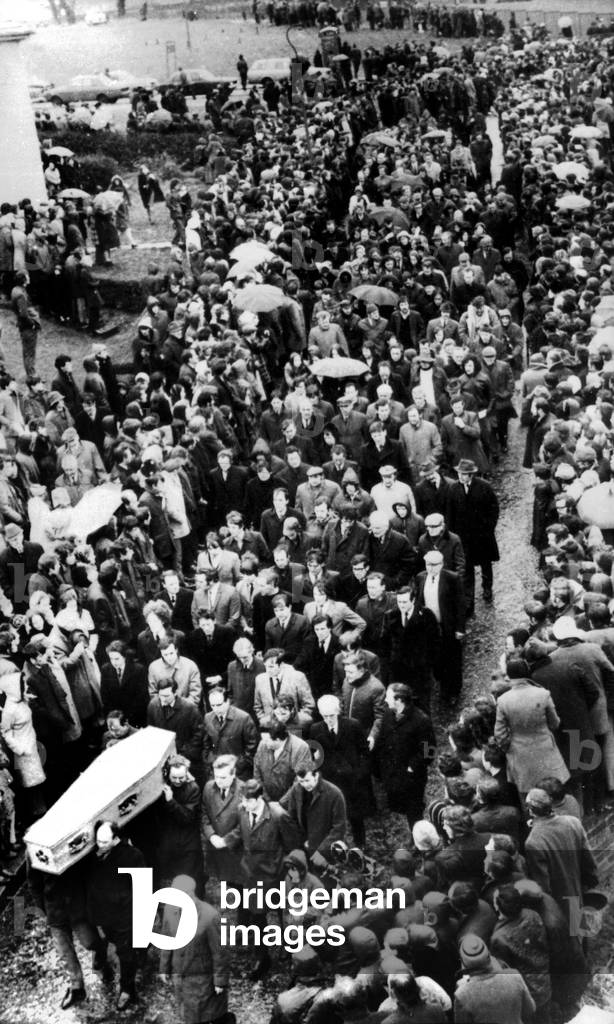 Bloody Sunday : February 3, 1972 Funeral of The 13 Victims Who Died during The Demonstration in William Street Londonderry Norhern Belfast January 30, 1972  (b/w photo)