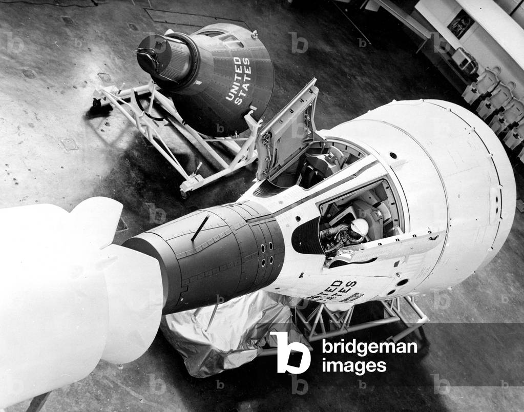 Gemini 3 Space Capsule Which Will Take on Board Astronauts Virgil Gus Grissom and John Young For Three Rotations Flight Around The Earth March 23, 1965 (Gemini Project) (b/w photo)