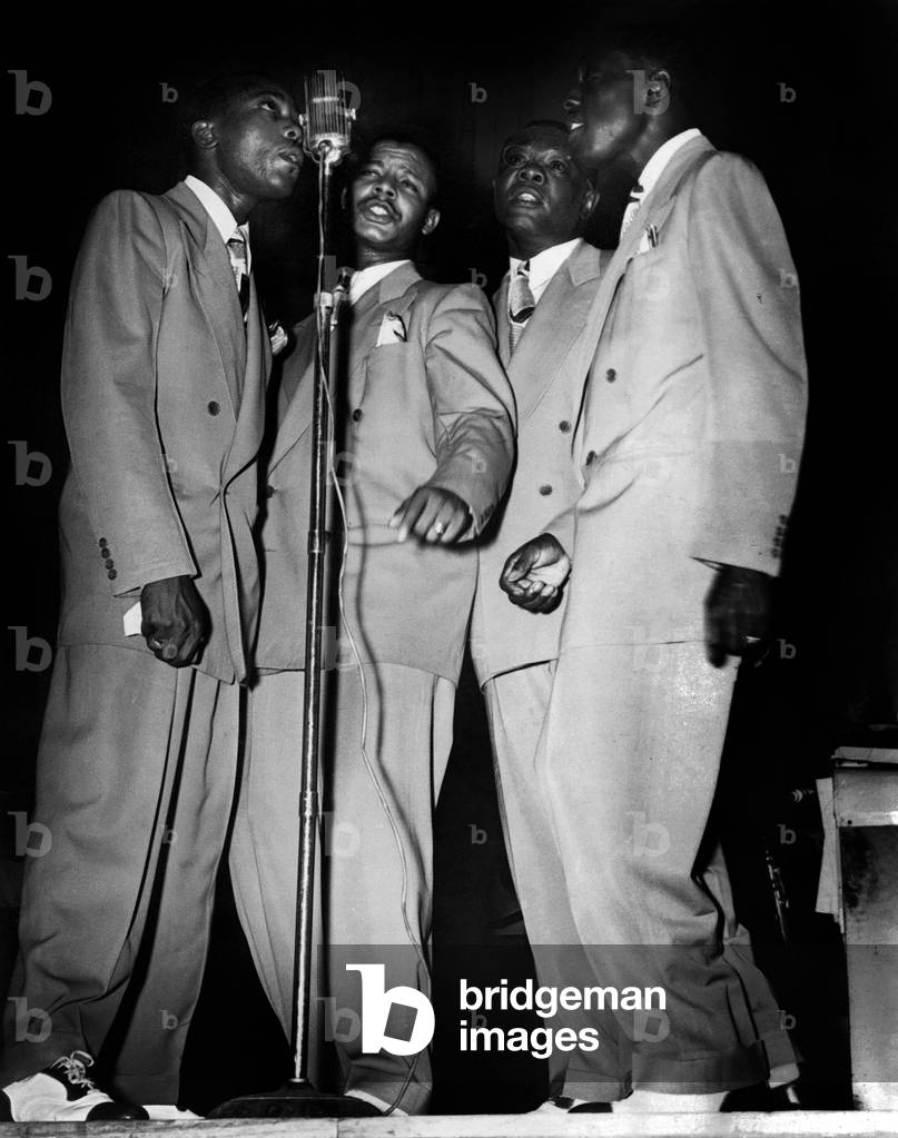 Golden Gate Quartet Negro-Spiritual Vocal Band on Stage in 1944 (b/w photo)