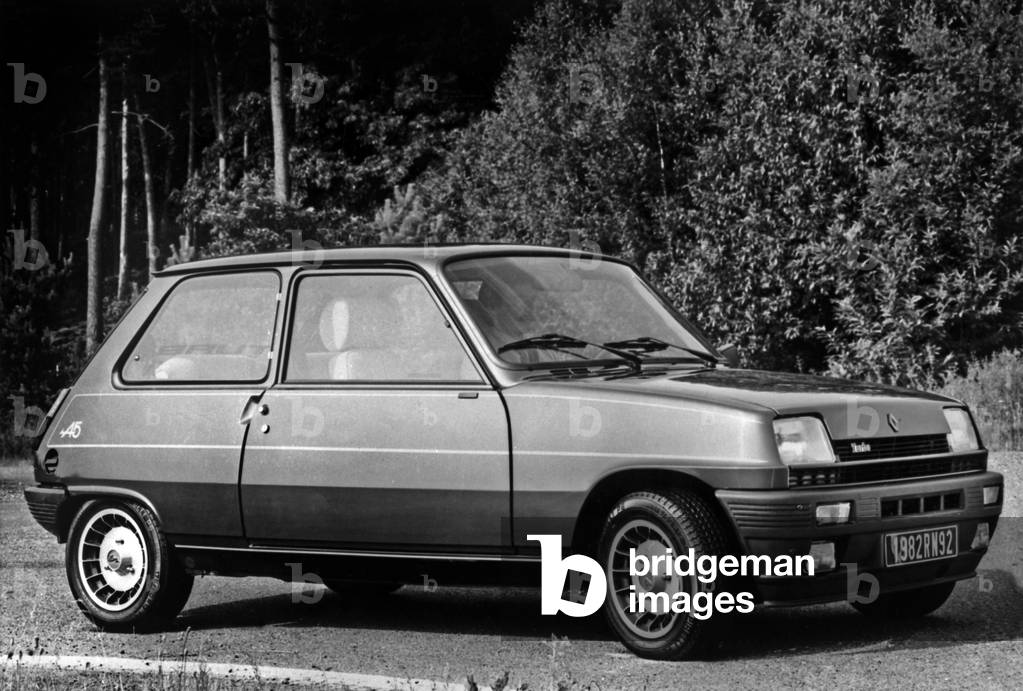Renault 5 Alpine Turbo Car on September 5, 1981 (b/w photo)