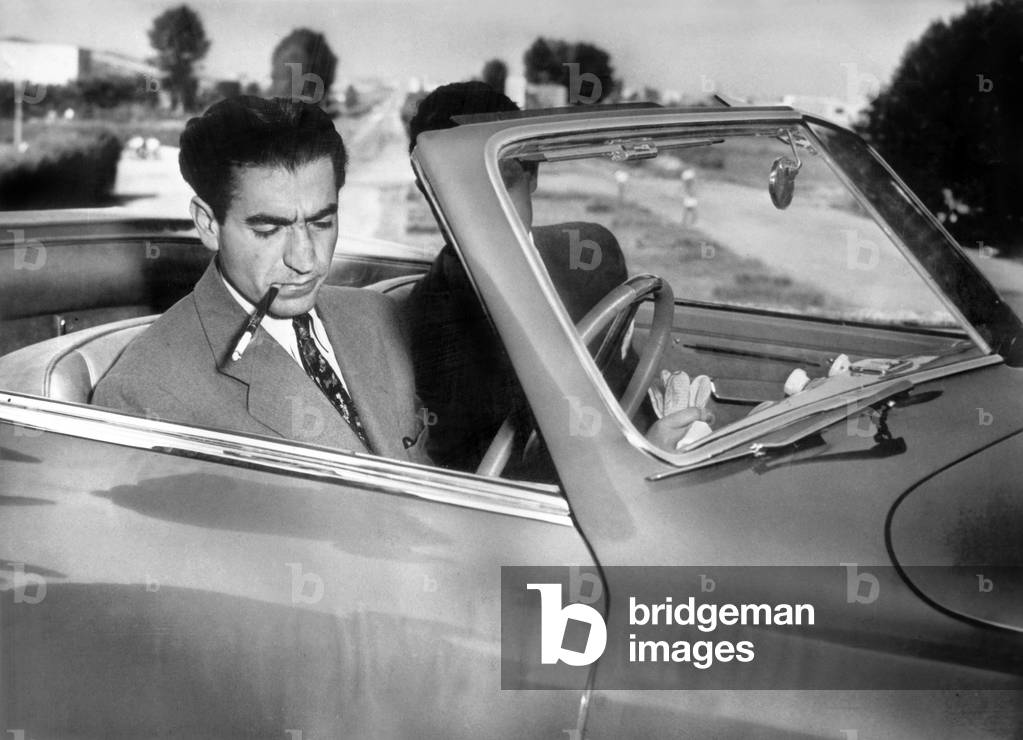 The Chah of Iran Mohammad Reza Pahlavi during Travel in Europe C.1950 (b/w photo)