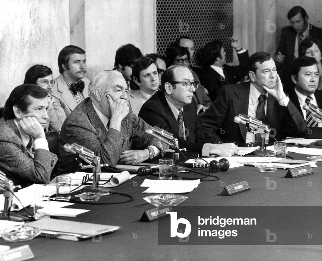 Watergate Affair: Senators during The Hearing of James Mccord, 1973 (b/w photo)