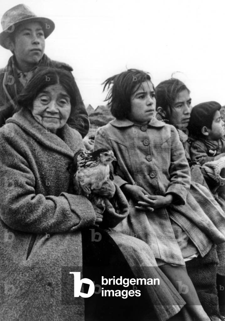 Families Evacuated Toward Santiago After Earthquake in Valdivia, Chile, June 5, 1960 (b/w photo)