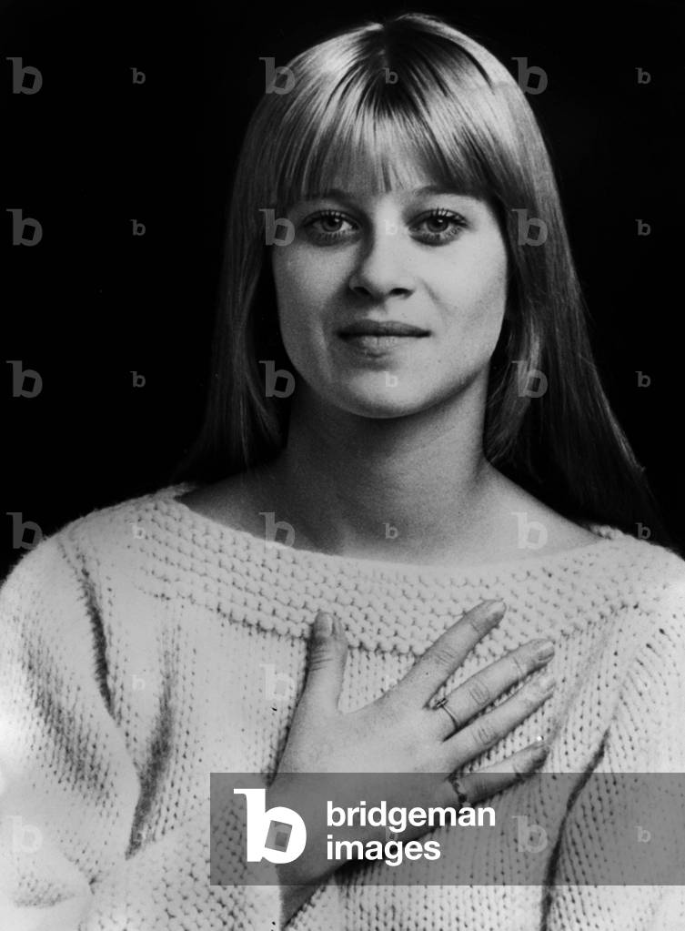 Catherine Ferry Representative Of France at the Eurovision Song Contest With Her Song “One Two Three” Written By Tonyrallo And Jeanpaulcara March 23, 1976 (b/w photo)