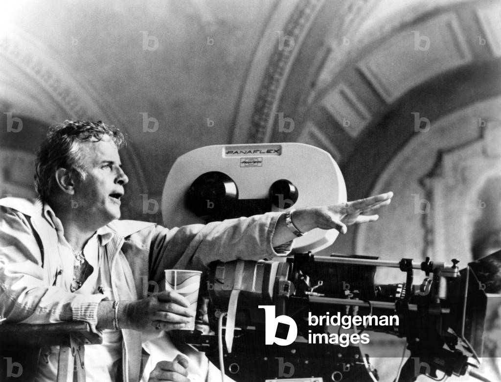 Director Franco Zeffirelli on Set of Film in The 80'S (b/w photo)