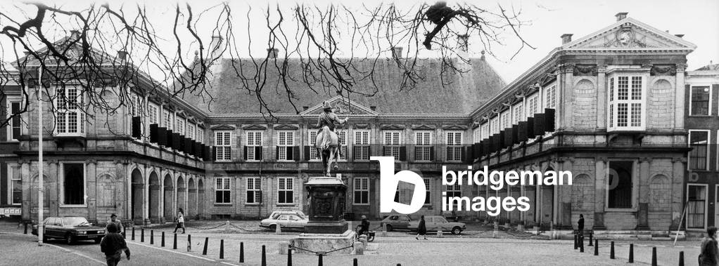 Royal palace Noordeinde in The Hague Den Haag Netherlands where queen Beatrix of the Netherlands will work february 1980 (b/w photo)