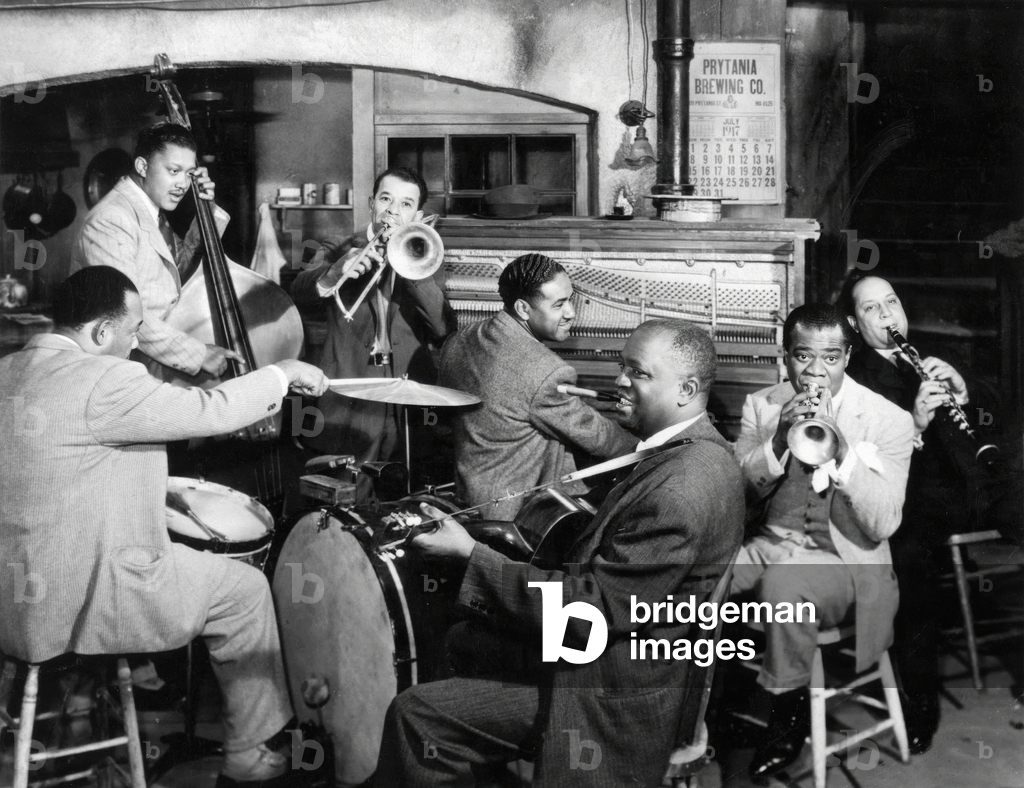 Louis Armstrong and the All Stars during Rehearsal in New Orleans in 1946 (b/w photo)