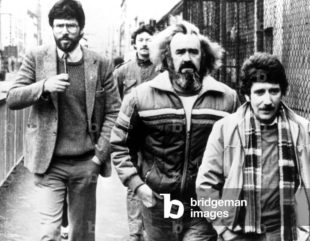 After An Attack on Gerry Adams, Leader of The Sinn Fein, Political Group of The Ira, The Police Has Arrested Three Men. here L-R : Gerry Adams, Bob Murray and Sean Keenan March, 16 1984 (b/w photo)