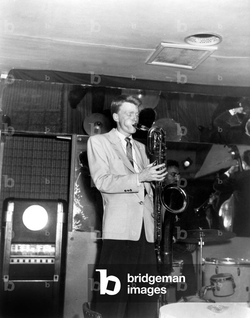 Gerry Mulligan (1927-1996) American Jazz Saxophonist C. 1950 (b/w photo)