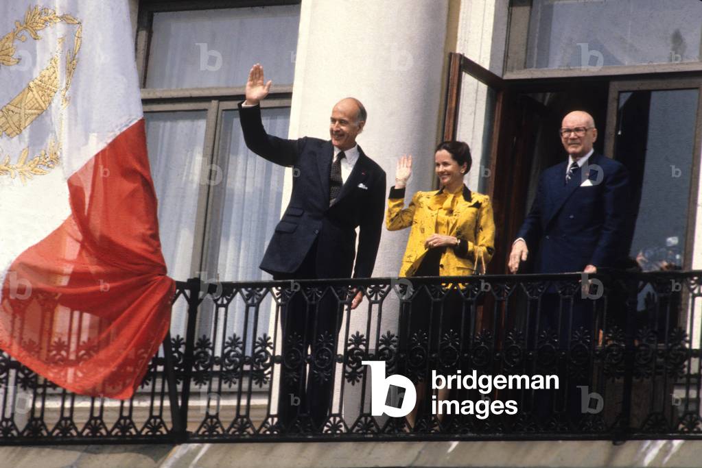 French President Valery Giscard D'Estaing, his Wife Mrs Anne Aymone Giscard D'Estaing and President of Finland Urho Kekkonen March 3, 1980 (photo)