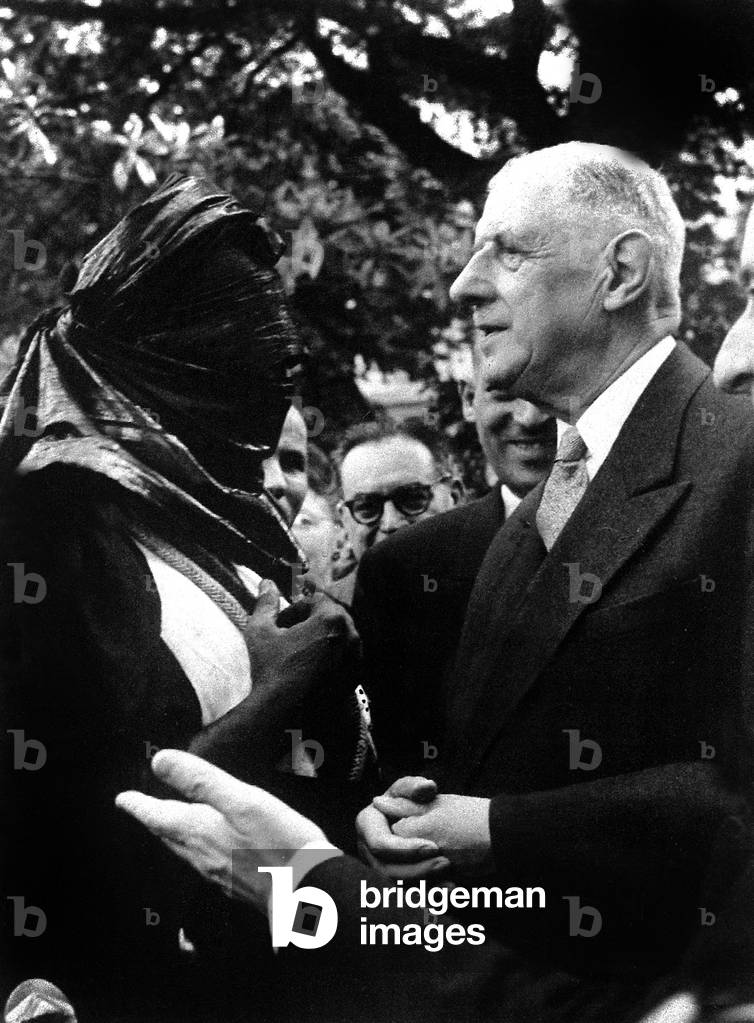 French President De Gaulle during Ceremony For Overseas Veterans July 14, 1961 France  (b/w photo)