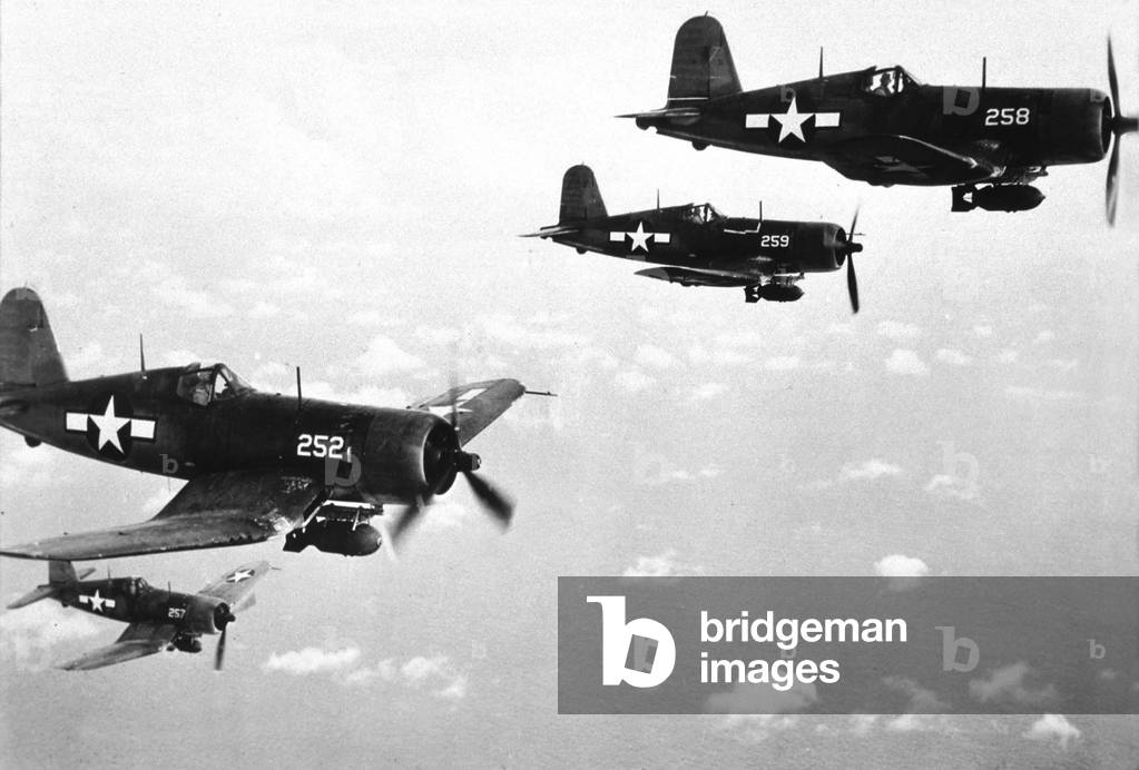 F4U Corsair planes, US Airforce (b/w photo)