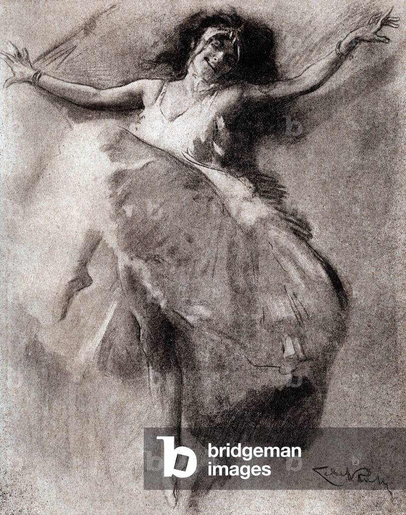 Stacia Napierkowska (1886-1945) French Actress and dancer, drawing by Lobel-Riche