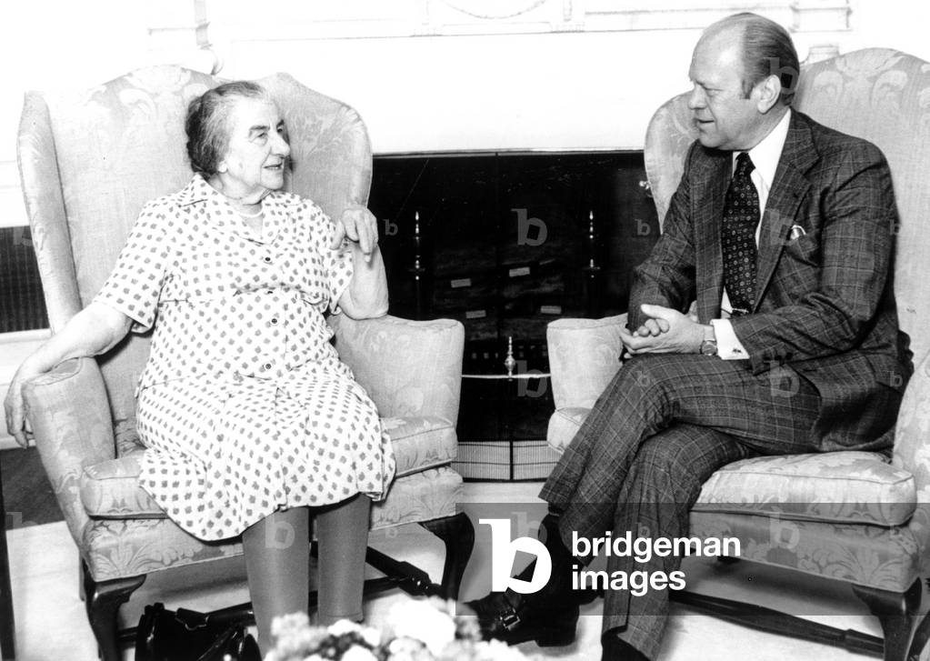 Golda Meir, Israeli Prime Minister, meeting americain President Gerald Ford at the White House in Washington mai 19, 1976