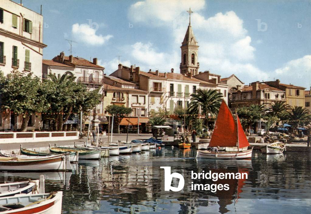 The Port of Sanary sur mer, coastline of Azur Varoise (Var). Postcard