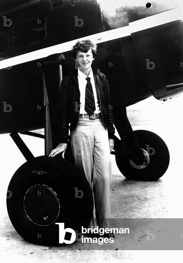 Amelia Earhart (1897-1937) American woman pilot who disappeared July 1937 in the Pacific Ocean while on a highly publicized world flight attempt, here c. 1935