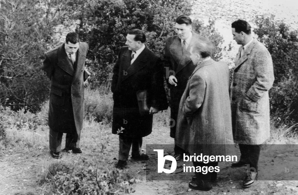 Dominici affair : police superintendent Chenevrier (center) December 22, 1954, France