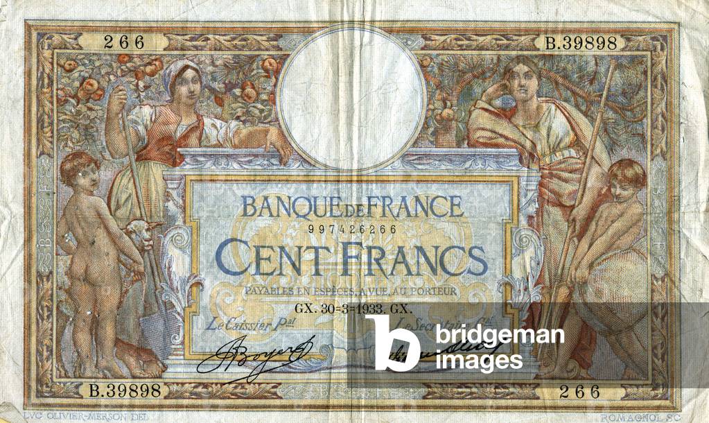 banknote of Bank of France, 1933