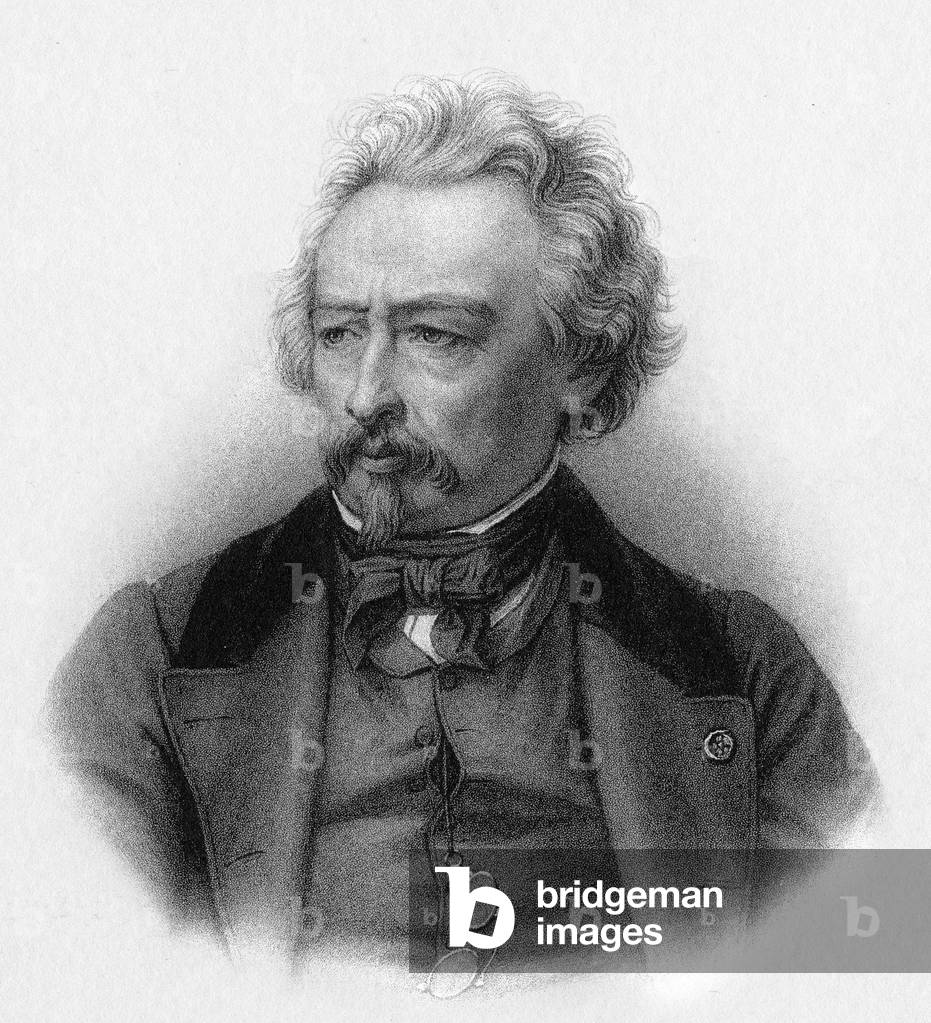 Portrait of the painter Ary Scheffer (engraving)
