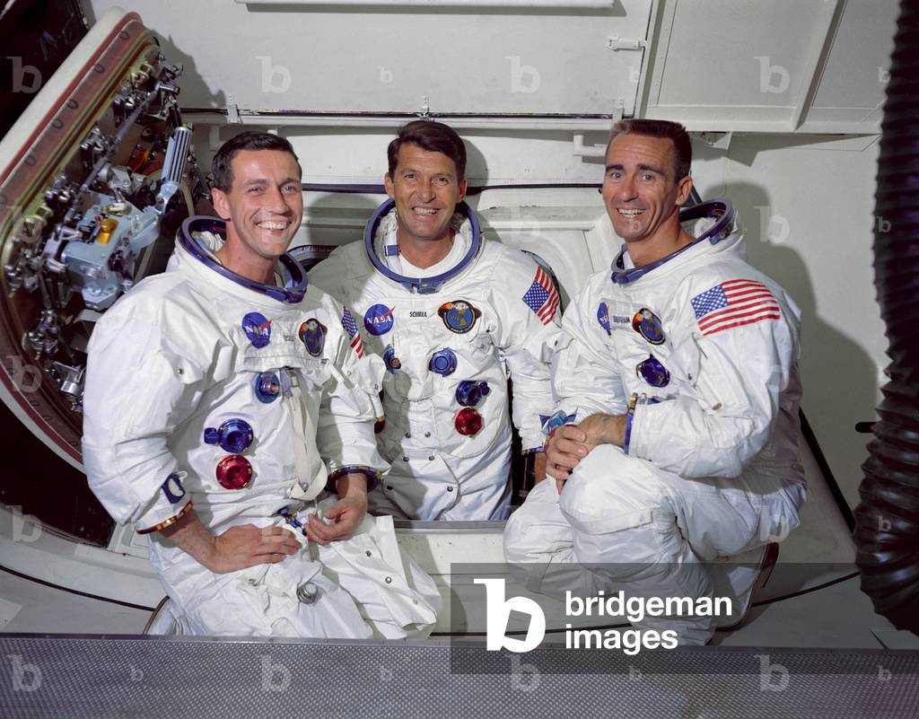 3 Astronauts of Apollo 7 mission (October 1968) : l-r : Donn Eisele, Walter M. Schirra, Walter Cunningham