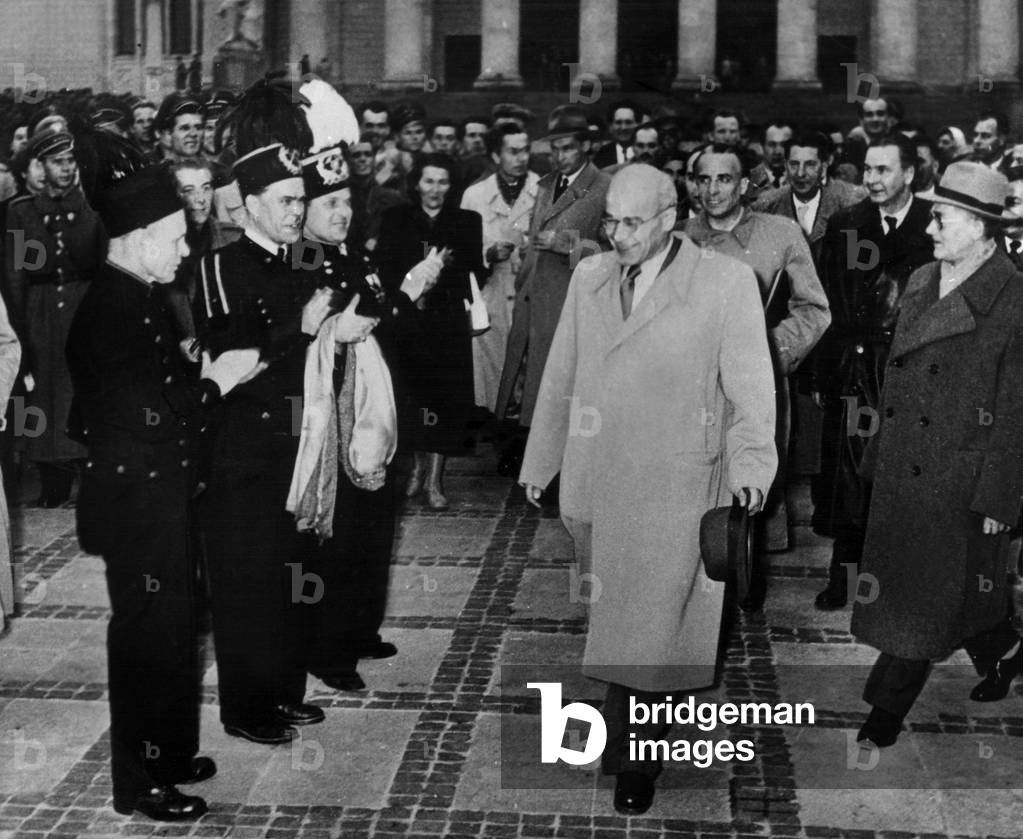Wladislaw Gomulka (1905-1982) Polish primer politic secretary before a speach at the -Staline square in Warsaw, October 1956