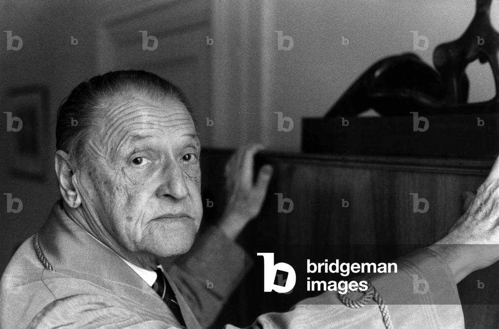 William Somerset Maugham (1874-1965) English writer, here at Dorchester Hotel, London, February 1954