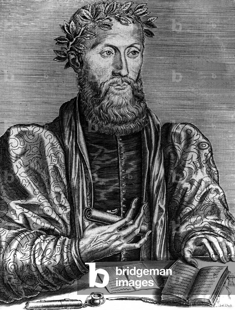 Mellin de Saint Gelais (1491-1558) French poet, writer, engraving