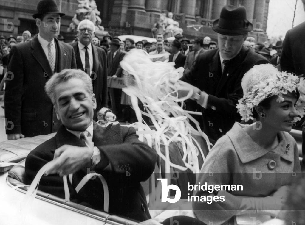 Chah of Iran Mohammed Reza Pahlavi and his wife Farah Diba Pahlavi in New York April 17, 1962