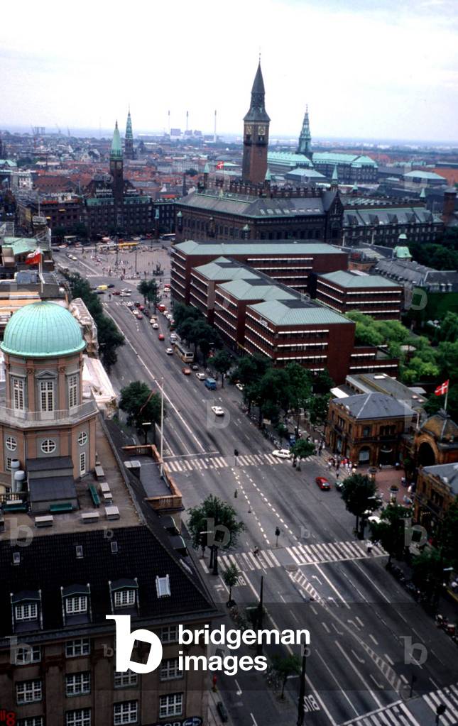 View of Copenhagen in Denmark c. 1975 : view of the town hall square