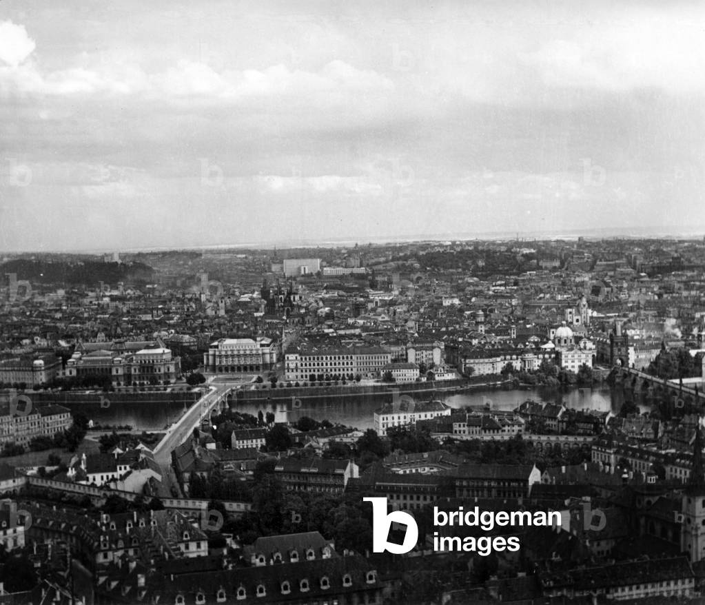 Aerial View of Prague (b/w photo)