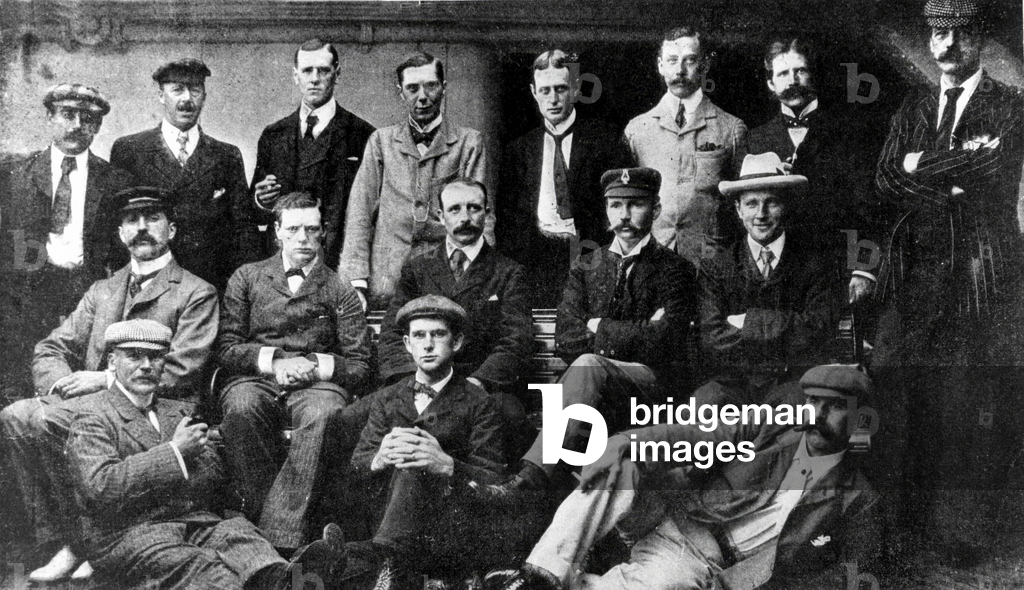 Winston Churchill (1874-1965, 2nd row, 2nd from l) during Boers war in 1899 in South Africa