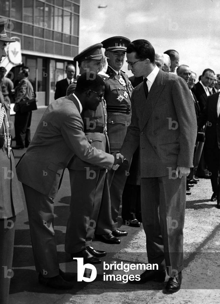 King of Belgians Baudouin 1st back from travel in Congo, July 1st, 1960