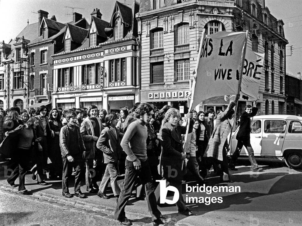1973 : in Peronne, French students demonstrating against the 