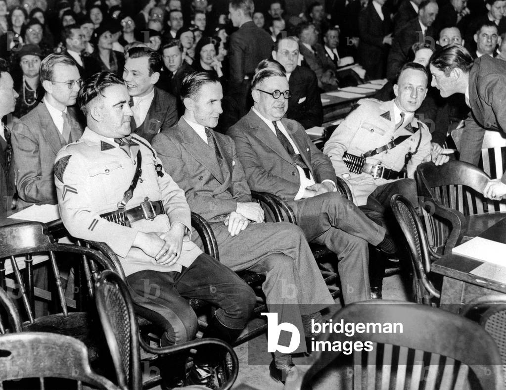 Lindbergh affair : Bruno Richard Hauptmann, accused of being the kidnapper and murderer of Ann Morrow and Charles Lindbergh's son, here during trial in Flemington c. 1935
