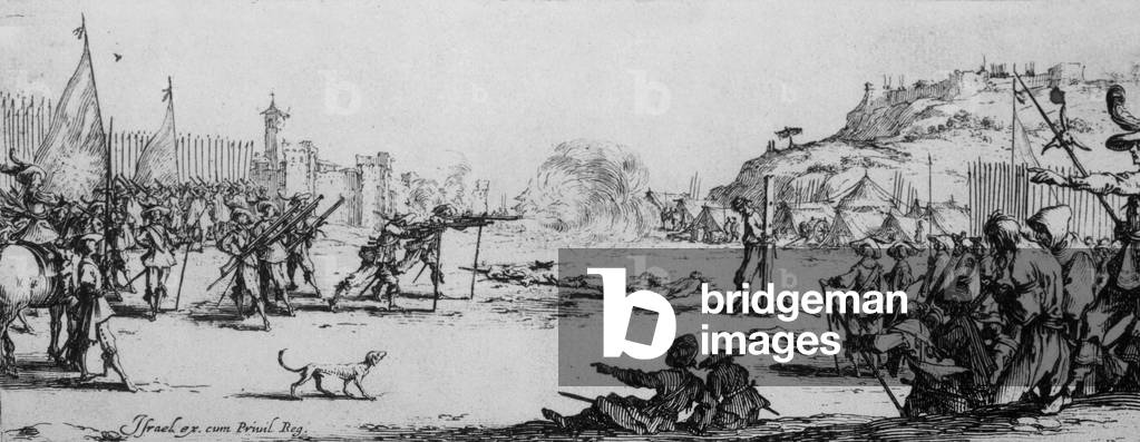 Les Grandes Miseres de la guerre (The Great Miseries of War), engraving by Jacques Callot (1633) : The Firing Squad