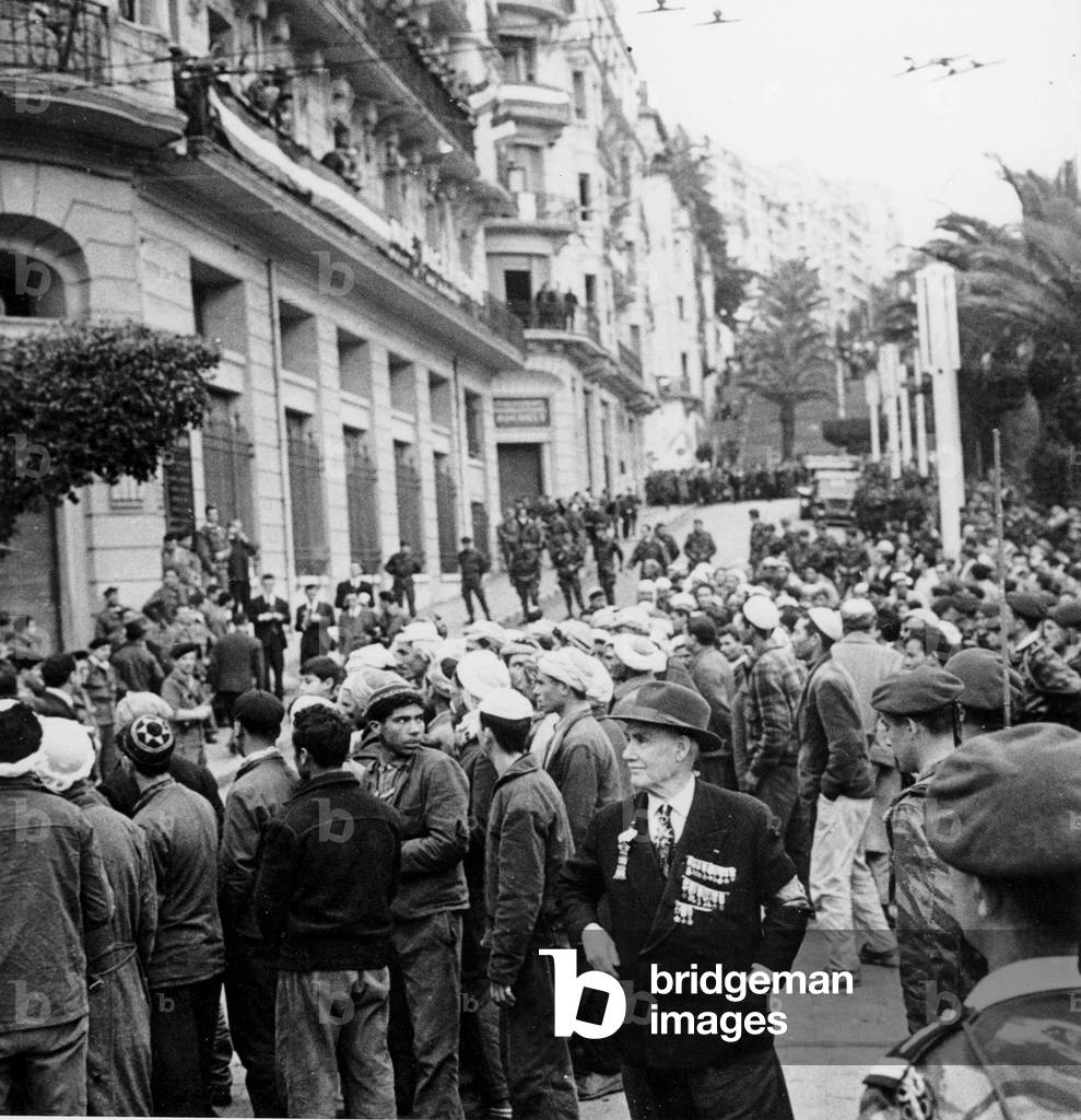 Weeks of barricade in Algiers (demonstrations in favour of French Algeria) January 28, 1960 during war in Algeria war