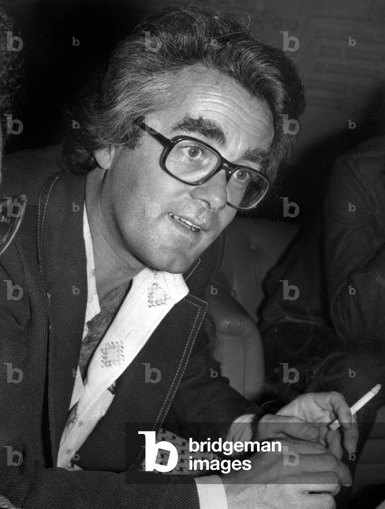 Michel Legrand French composer in Madrid answering questions of the journalists on September 25, 1972