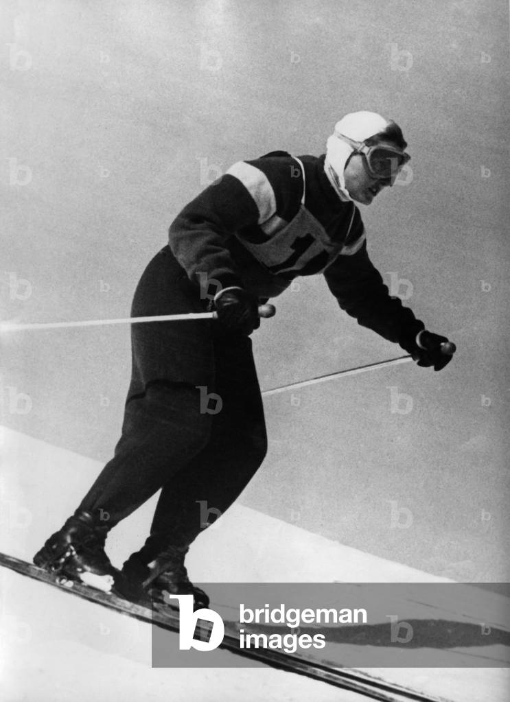Suzanne Thiolliere at the Austrian Championships in Kitzbuhel. January 20, 1955