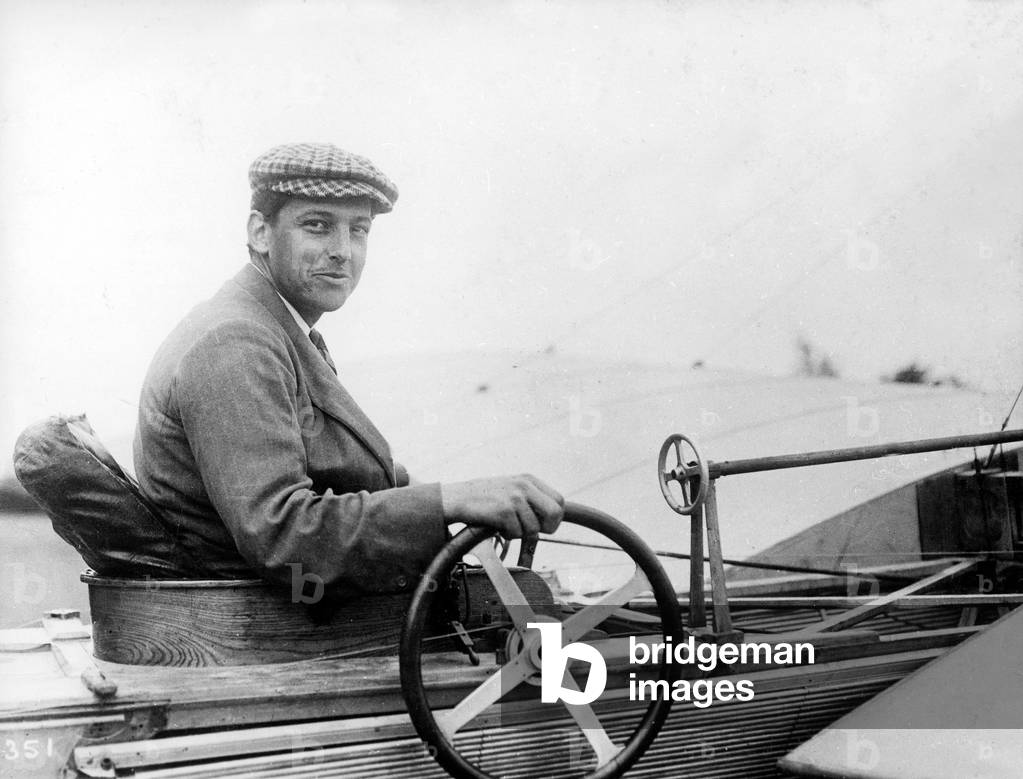 French pilot Hubert Latham crossing the English Channel July 25, 1909