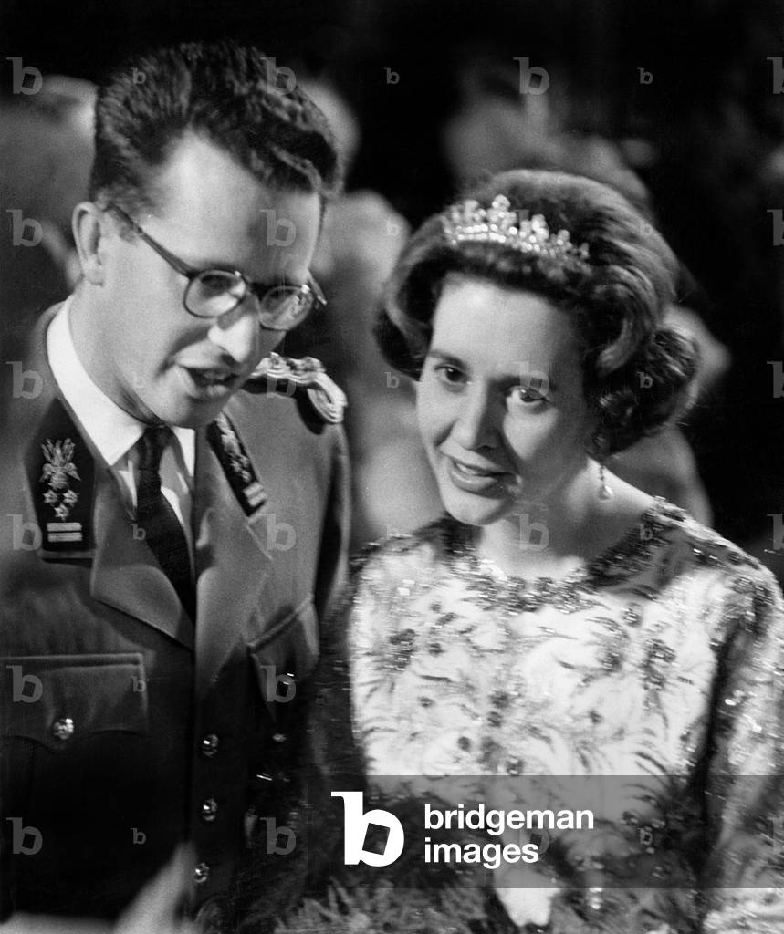 King Baudoin 1st of Belgium and his wife Queen Fabiola at gala of press in Brussels January 30, 1961