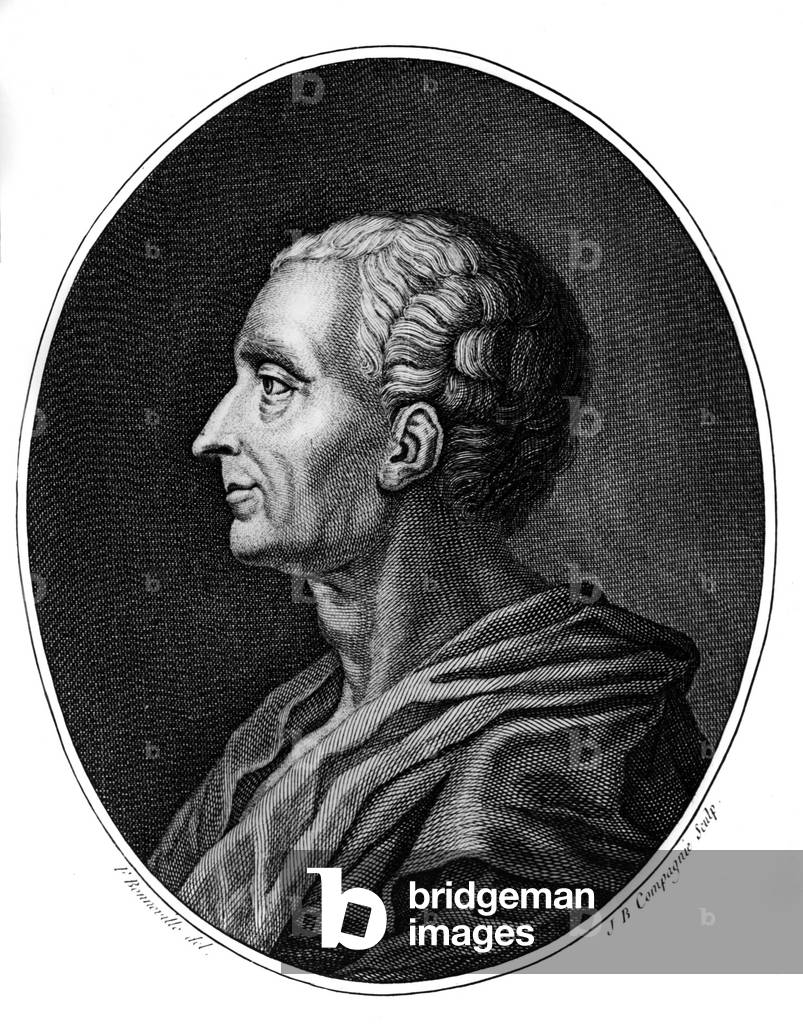 Charles de Secondat, baron de la Brede et de Montesquieu (1689-1755) French philosopher, engraving